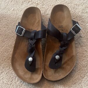 Black Birkenstock Braided Sandals with Buckle